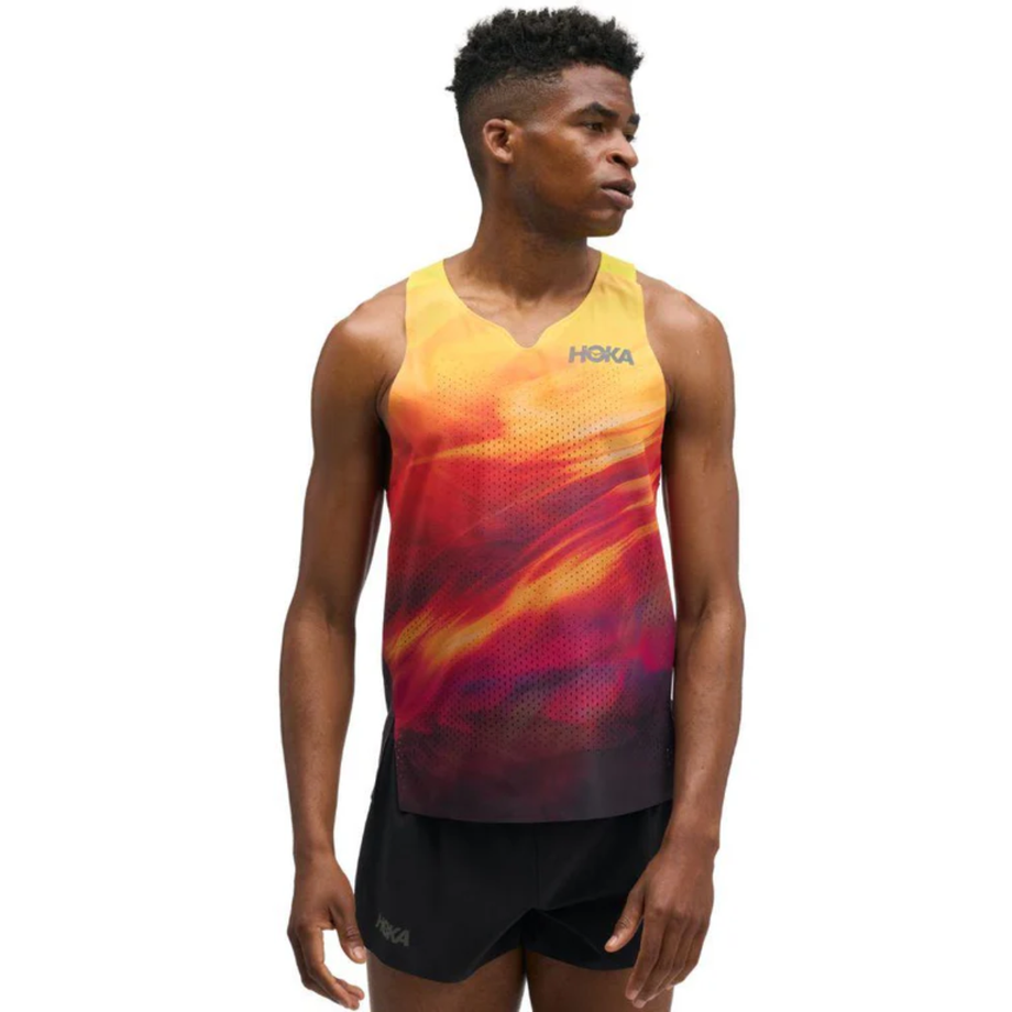 ウォーキング・ランニングウェア HOKA W RACE DAY SINGLET TR PRT M Men's Hoka Race Day Singlet TR PRT | Harbor Mist & Stardust | The
