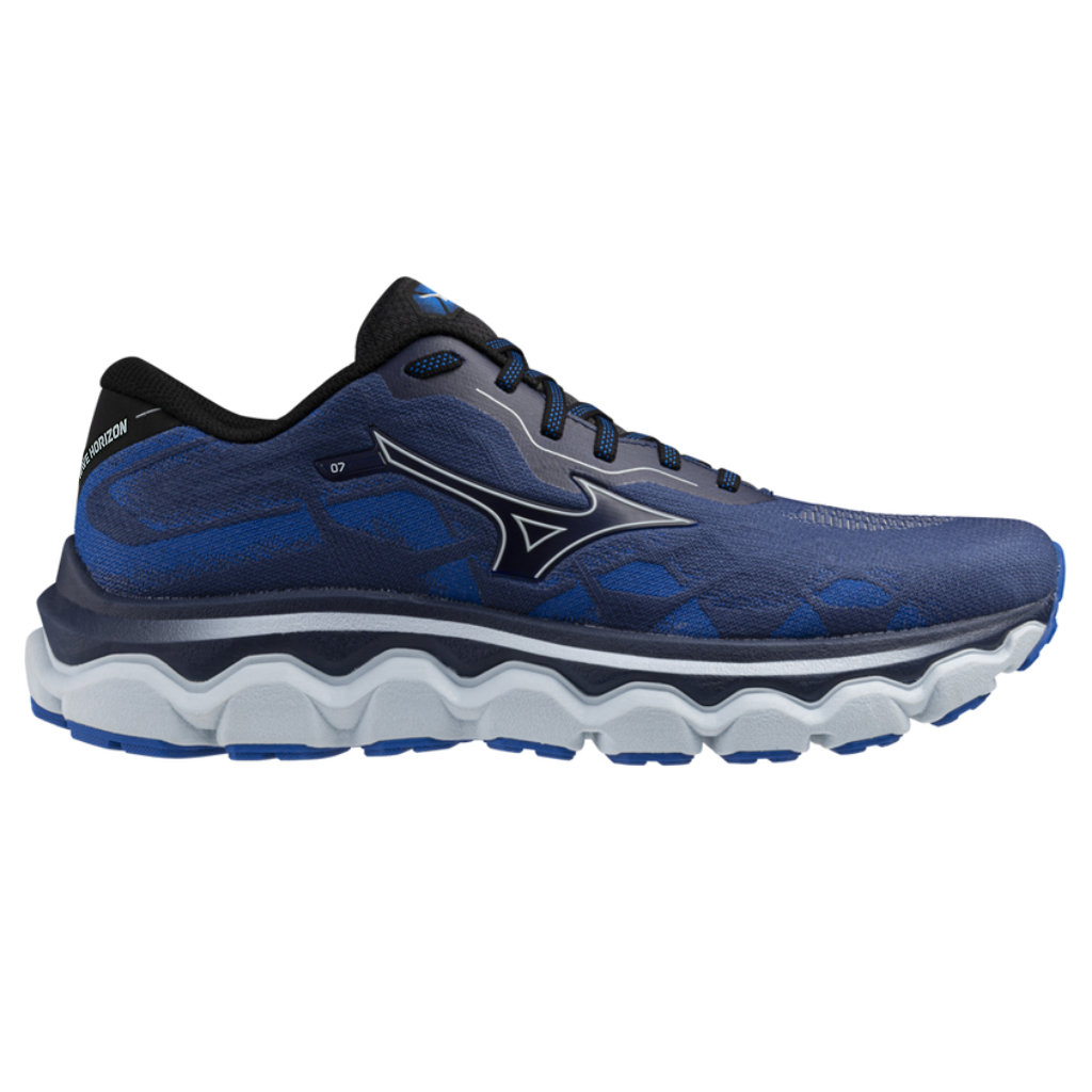 MIZUNO Men's Wave Horizon 7 Support Running Shoe | Estate Blue/Plein Air/Mugen Blue | J1GC242651 | The Run Hub