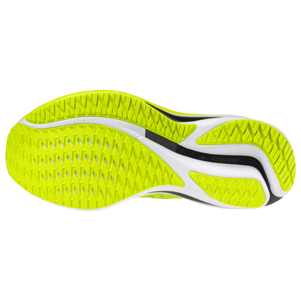 MIZUNO Men's Wave Rider 28 Neutral Running Shoe | Neo Lime/Black/Acid Lime | J1GC240309 | The Run Hub