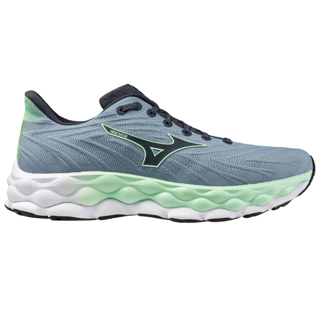 MIZUNO Men's Wave Sky 8 Neutral Running Shoe | Citadel/India Ink/Neo Mint | J1GC240251 | The Run Hub