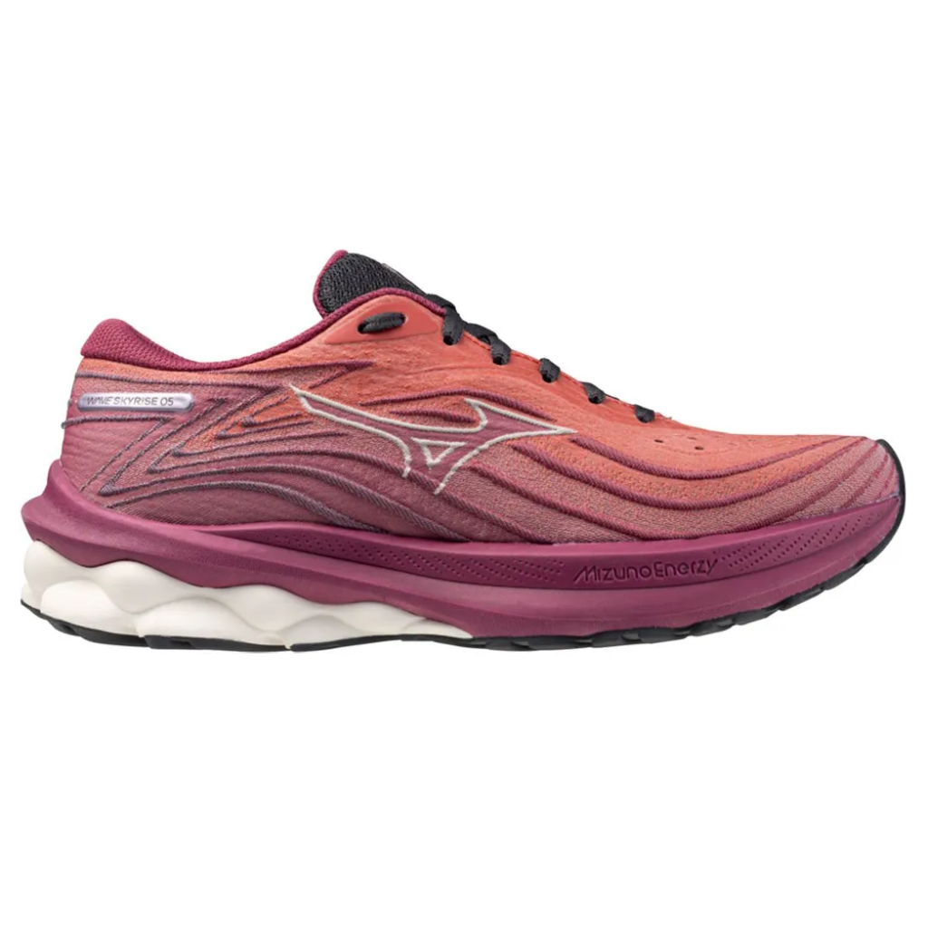 Mizuno Wave Skyrise 5 | J1GD240973 | Mineral Red/White Sand/Violet Quartz | Women's Neutral Running Shoes