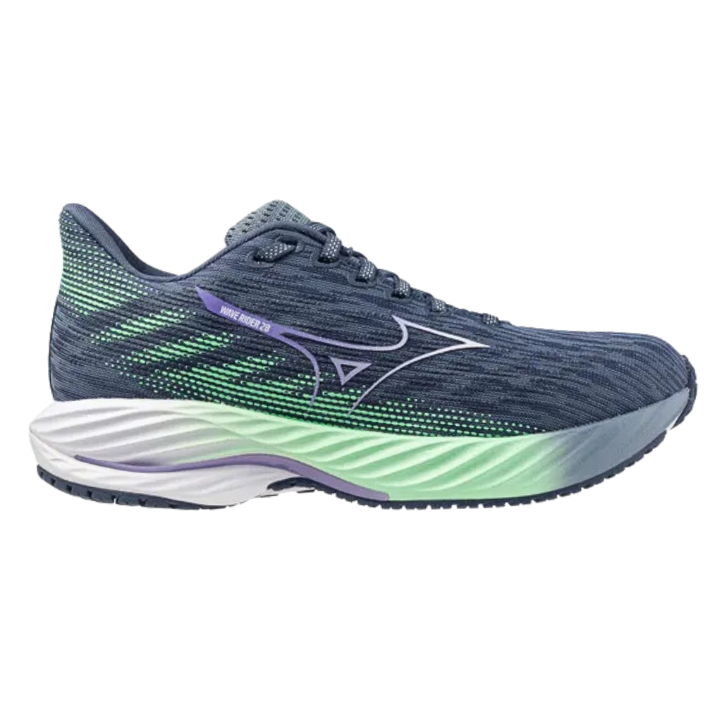 MIZUNO Women's Wave Rider 28 Neutral Running Shoe | Citadel/White/Neo Mint | J1GD240371 | The Run Hub