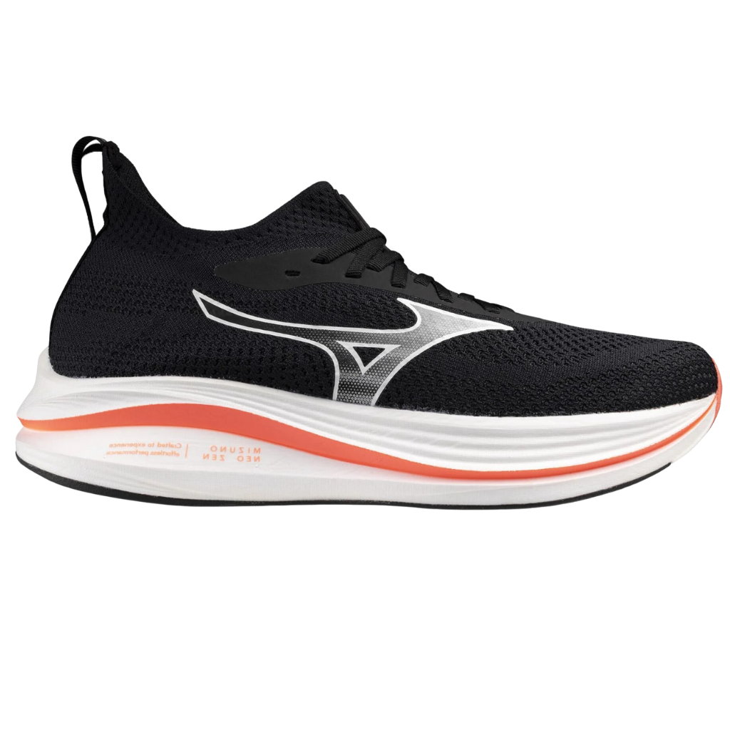 MIZUNO Men's Neo Zen Neutral Running Shoe | Black/White/Fiery Coral 2 | J1GC258603 | The Run Hub