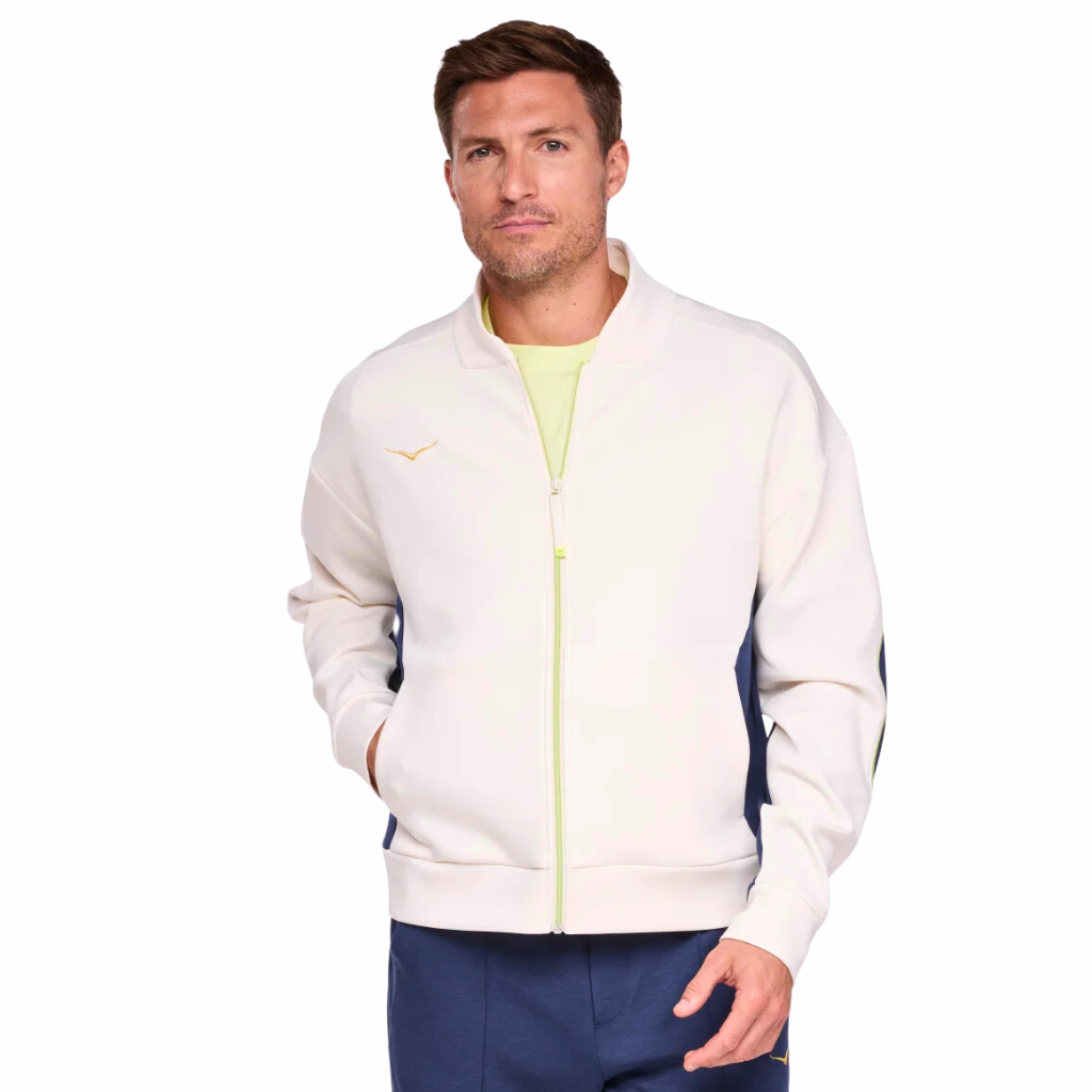 Men's HOKA Kaitoro Knit Jacket | Alabaster/Varsity Navy | 1156212-ARV | The Run Hub