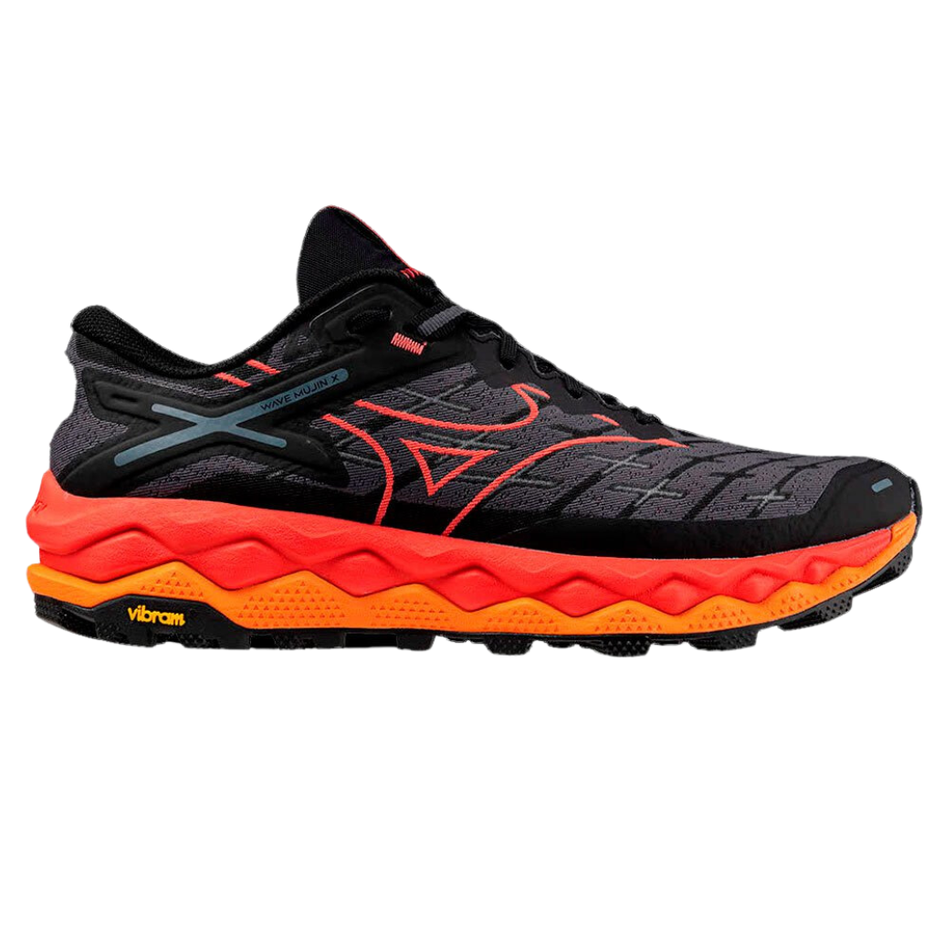 Men's MIZUNO MUJIN 10 Trail Running Shoe | J1GJ2470 | Black/Cayenne/Nasturtium | The Run Hub