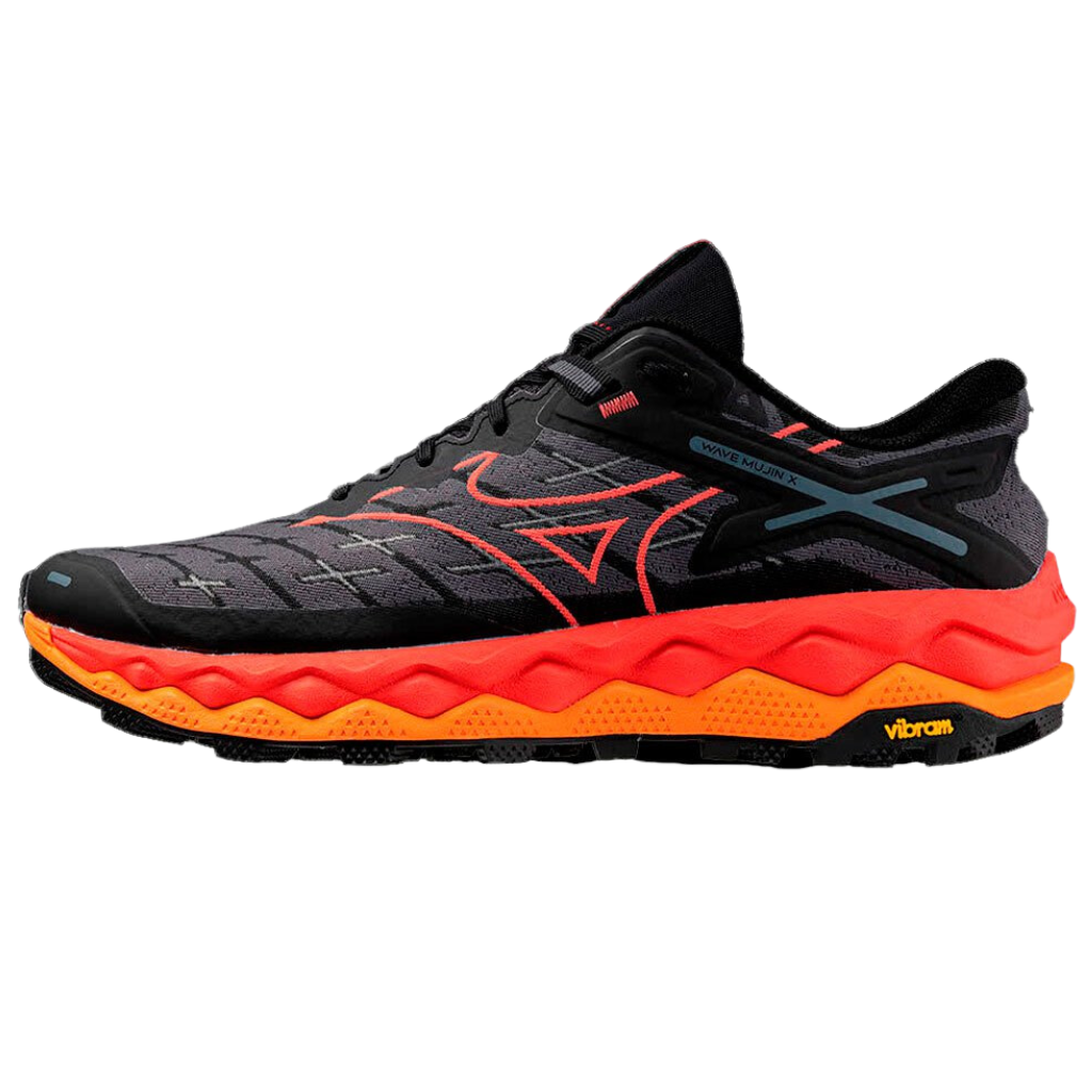 Men's MIZUNO MUJIN 10 Trail Running Shoe | J1GJ2470 | Black/Cayenne/Nasturtium | The Run Hub