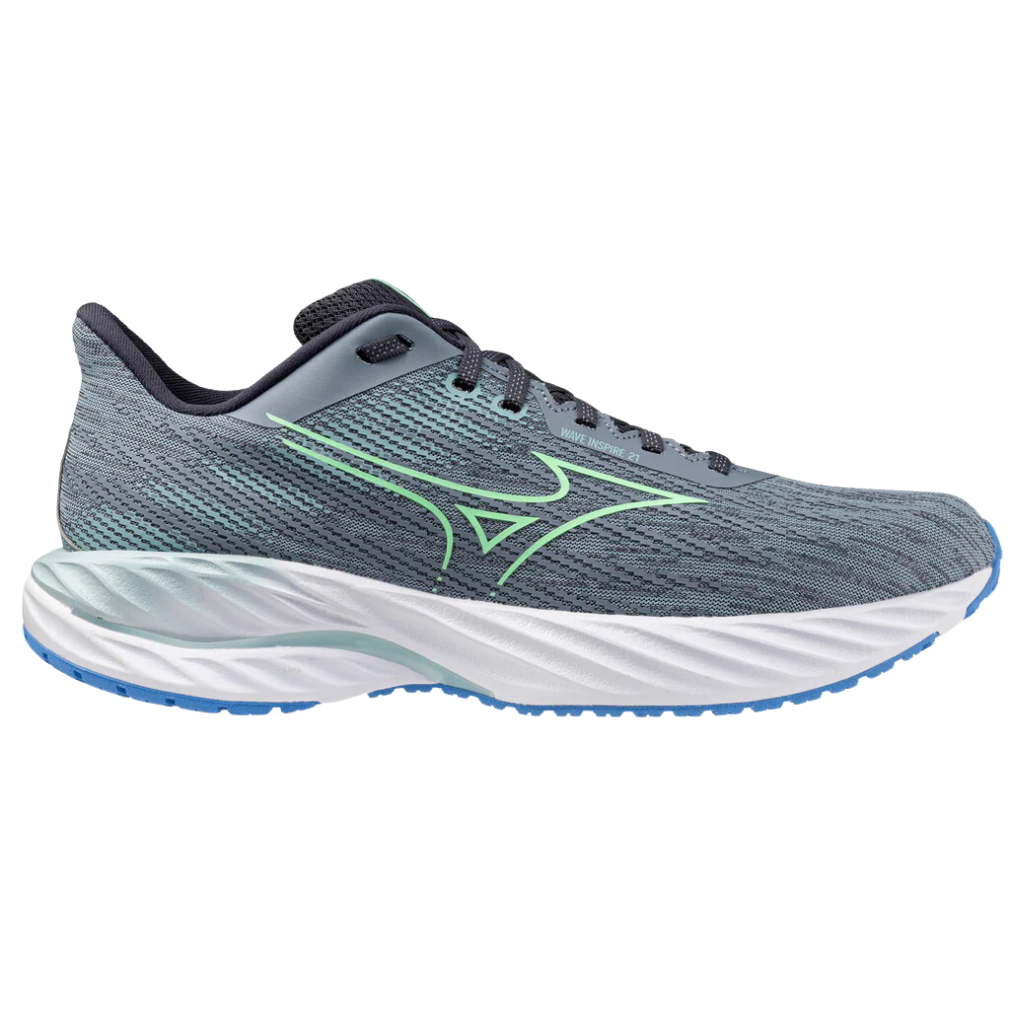 Mizuno Men's WAVE INSPIRE 21 Support Running Shoe | Tradewinds/Neo Mint/Frontier Blue | J1GC254401 | The Run Hub