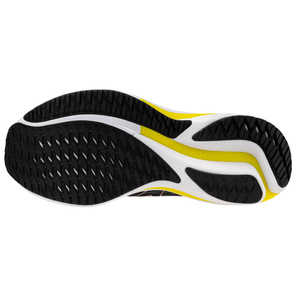 Mizuno Men's WAVE RIDER 28 Neutral Running Shoe | Black/White/Evening Primrose | J1GC240358 | The Run Hub