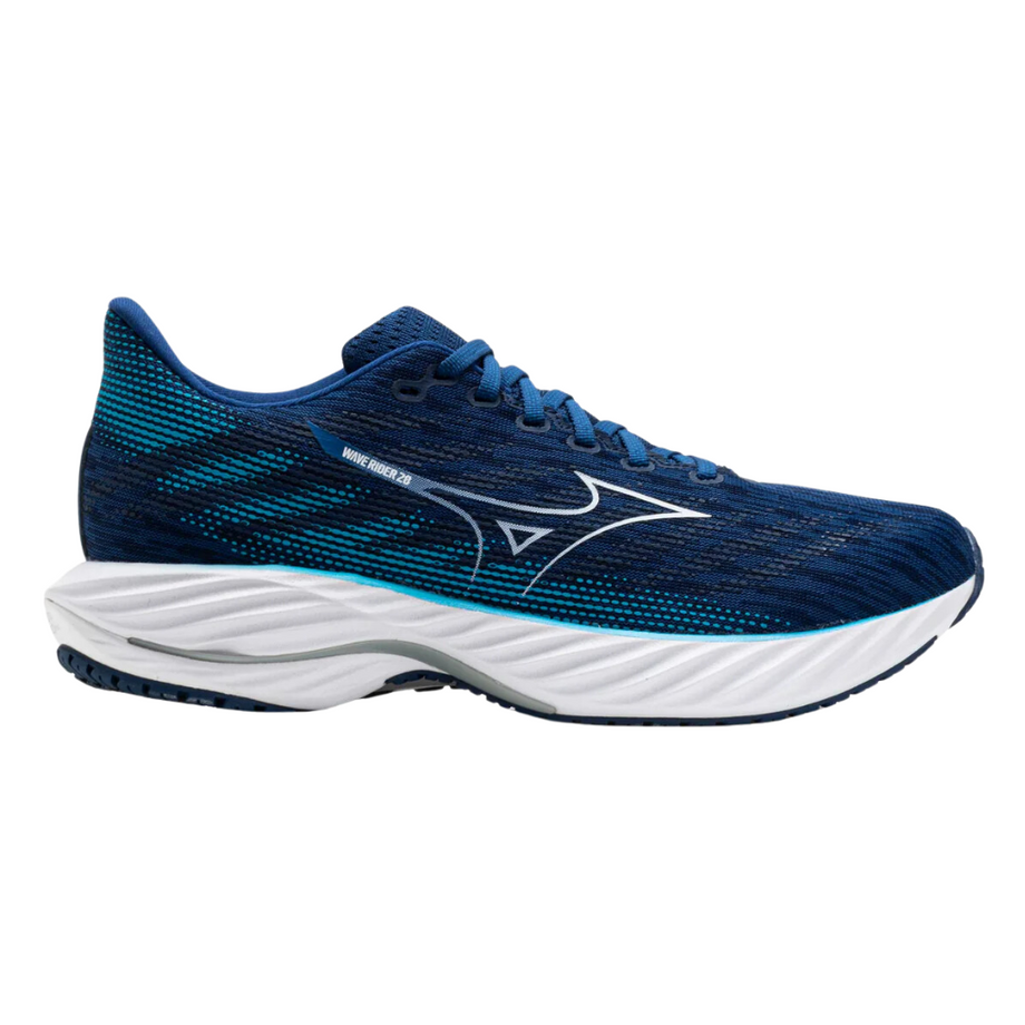 Mizuno Men s Wave Rider 28 Estate Blue White J1GC24036 The Run Hub