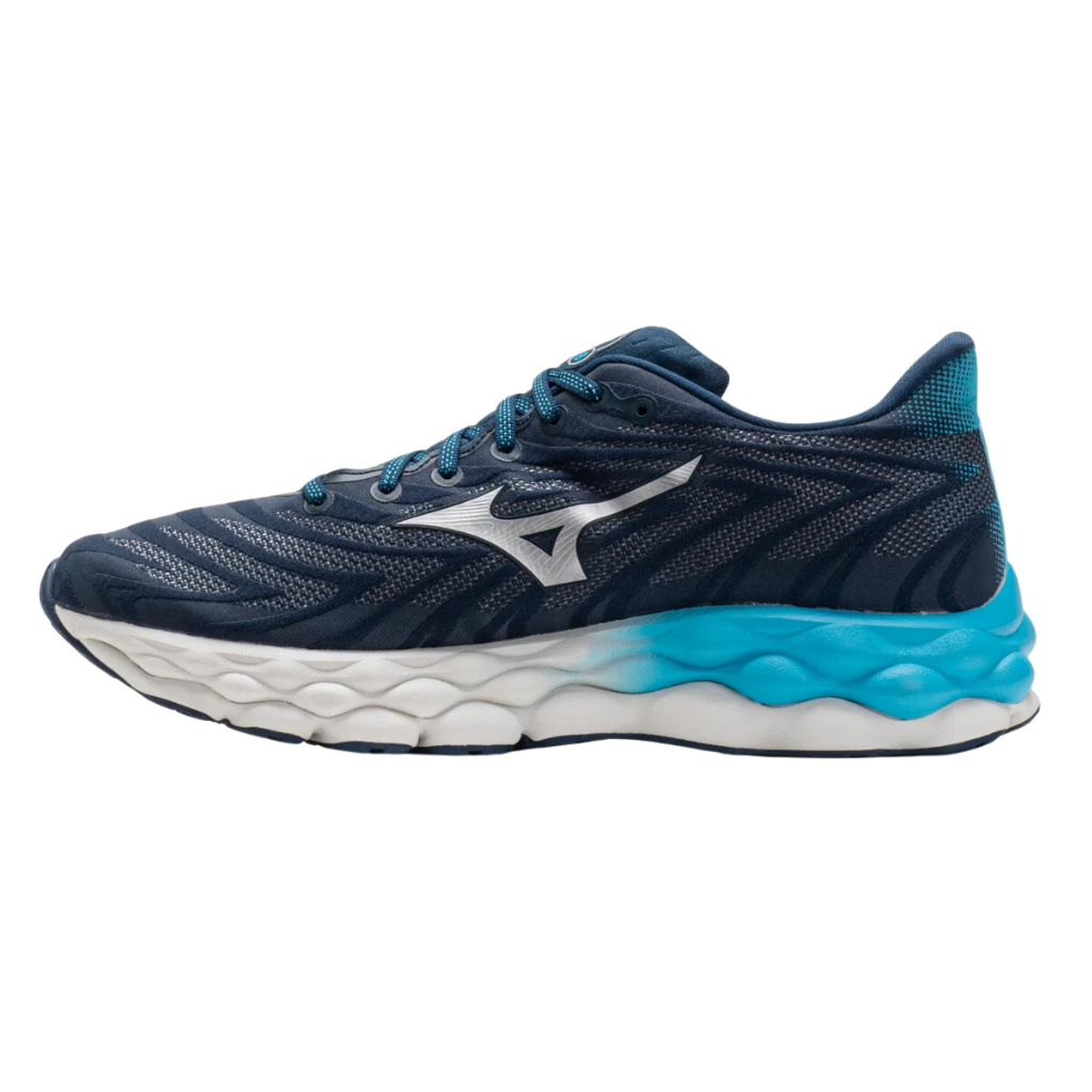 Mizuno Men's Wave Sky 8 Neutral Running  Shoe | Blue Wing Teal/Neo Silver/River Blue | J1GC240205 | The Run Hub