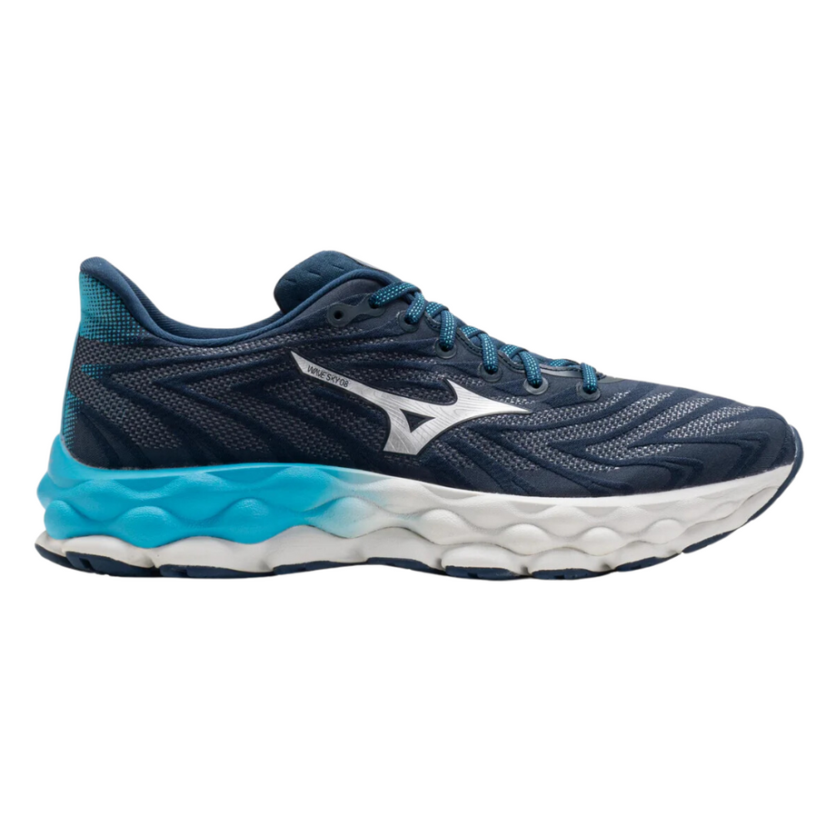 Mizuno Mens s Wave Sky 8 Blue Wing Teal J1GC240205 The Run Hub