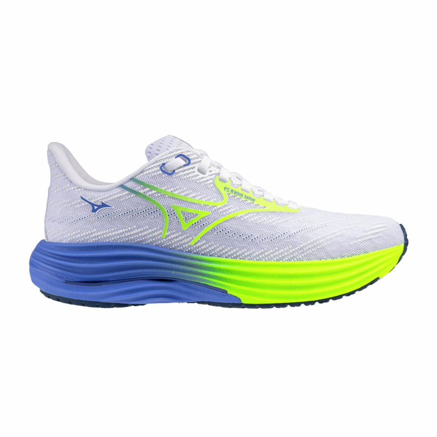Mizuno Wave Rider 29 | White, Lightning Yellow & Ultramarine | The Run Hub
