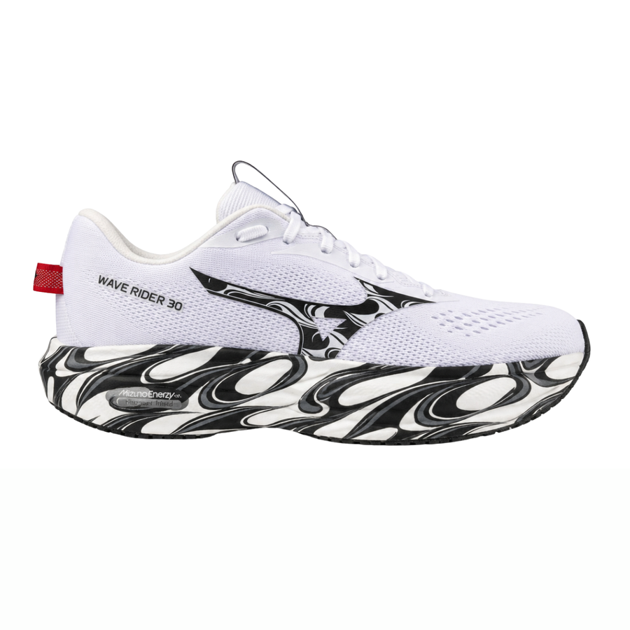 Mizuno Wave Rider 30 | White, Black & High Risk Red | The Run Hub