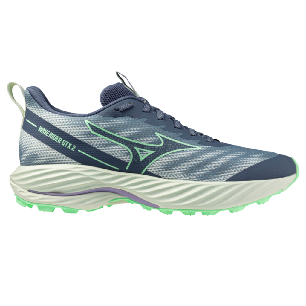 Mizuno Women's Wave Rider GTX 2 | Citadel/Vintage Indigo/Hint of Mint | J1GD247971 | The Run Hub