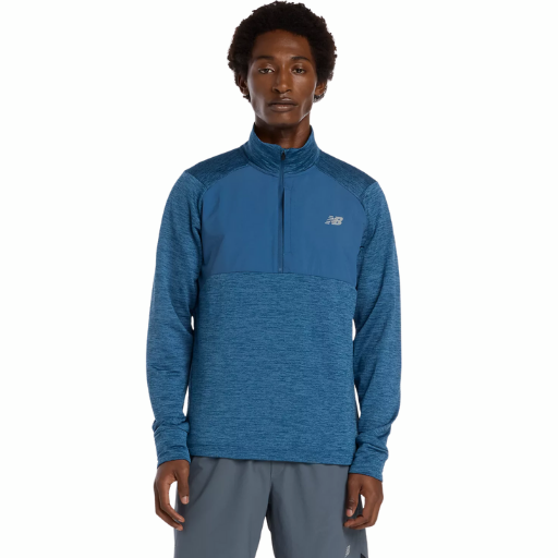 New Balance Heat Grid Half Zip | Dark Shoreline Blue Heather | The Run Hub