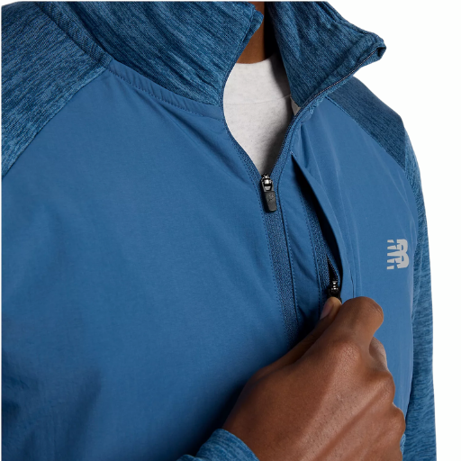 New Balance Heat Grid Half Zip | Dark Shoreline Blue Heather | The Run Hub