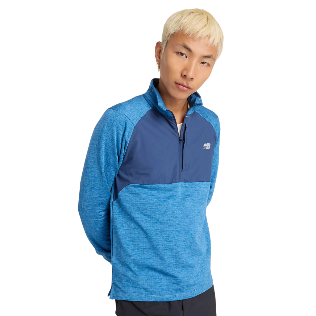 New Balance Men's Athletics Heat Grid 1/2 Zip Top | Heron Blue | MT43204 HEB | The Run Hub