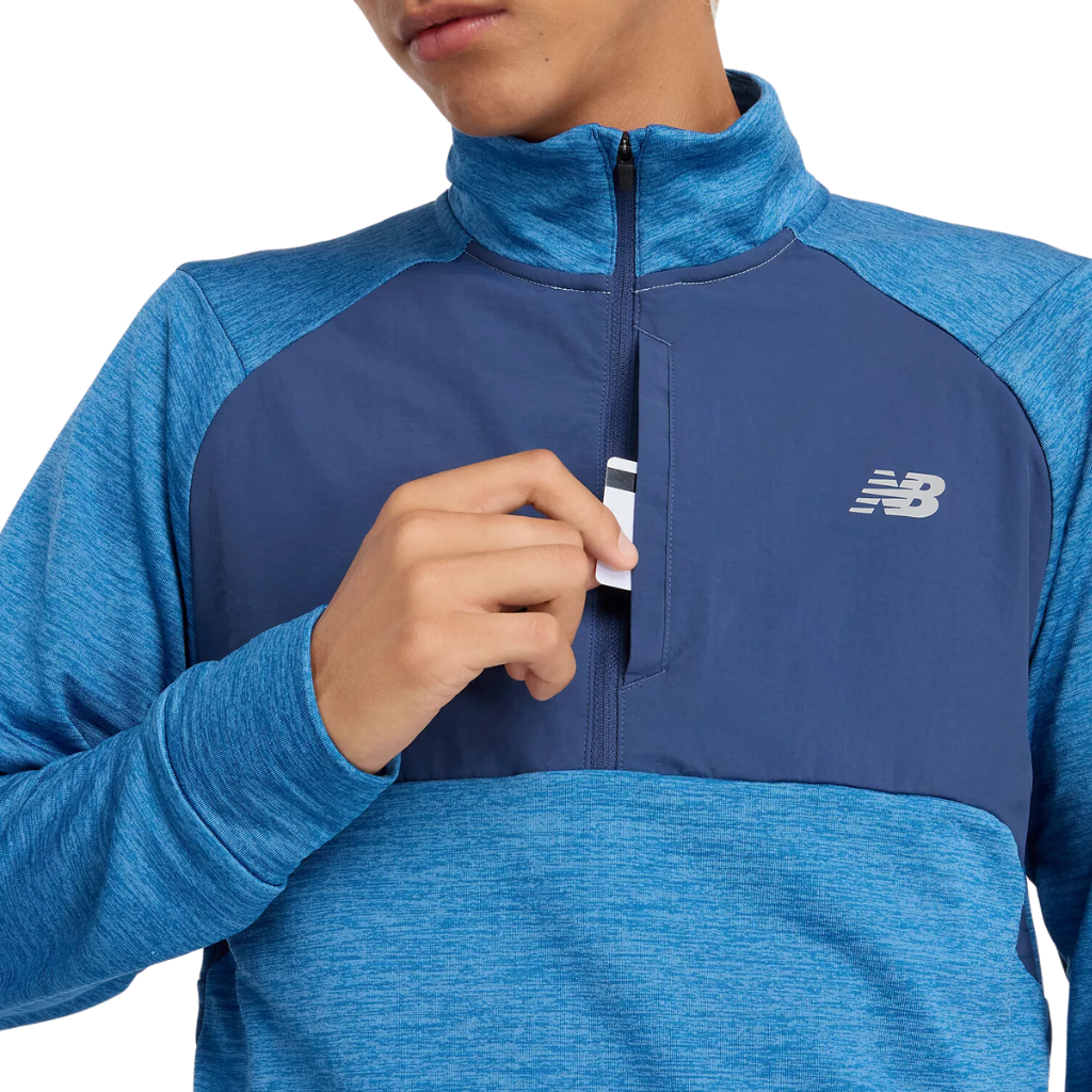 New Balance Men's Athletics Heat Grid 1/2 Zip Top | Heron Blue | MT43204 HEB | The Run Hub