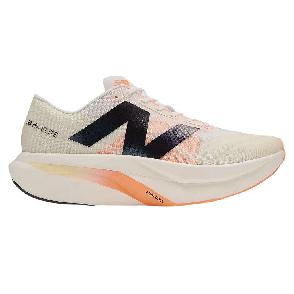 New Balance Men's FuelCell SuperComp Elite v4 Racing Shoe | White with Angora and Hot Mango | MRCELCW4 | The Run Hub