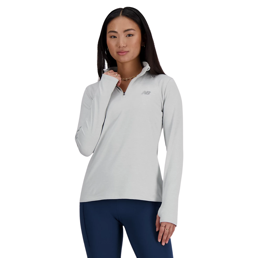 New Balance Sport Essentials Space Dye 1/4 Zip | Ash Heather | The Run Hub