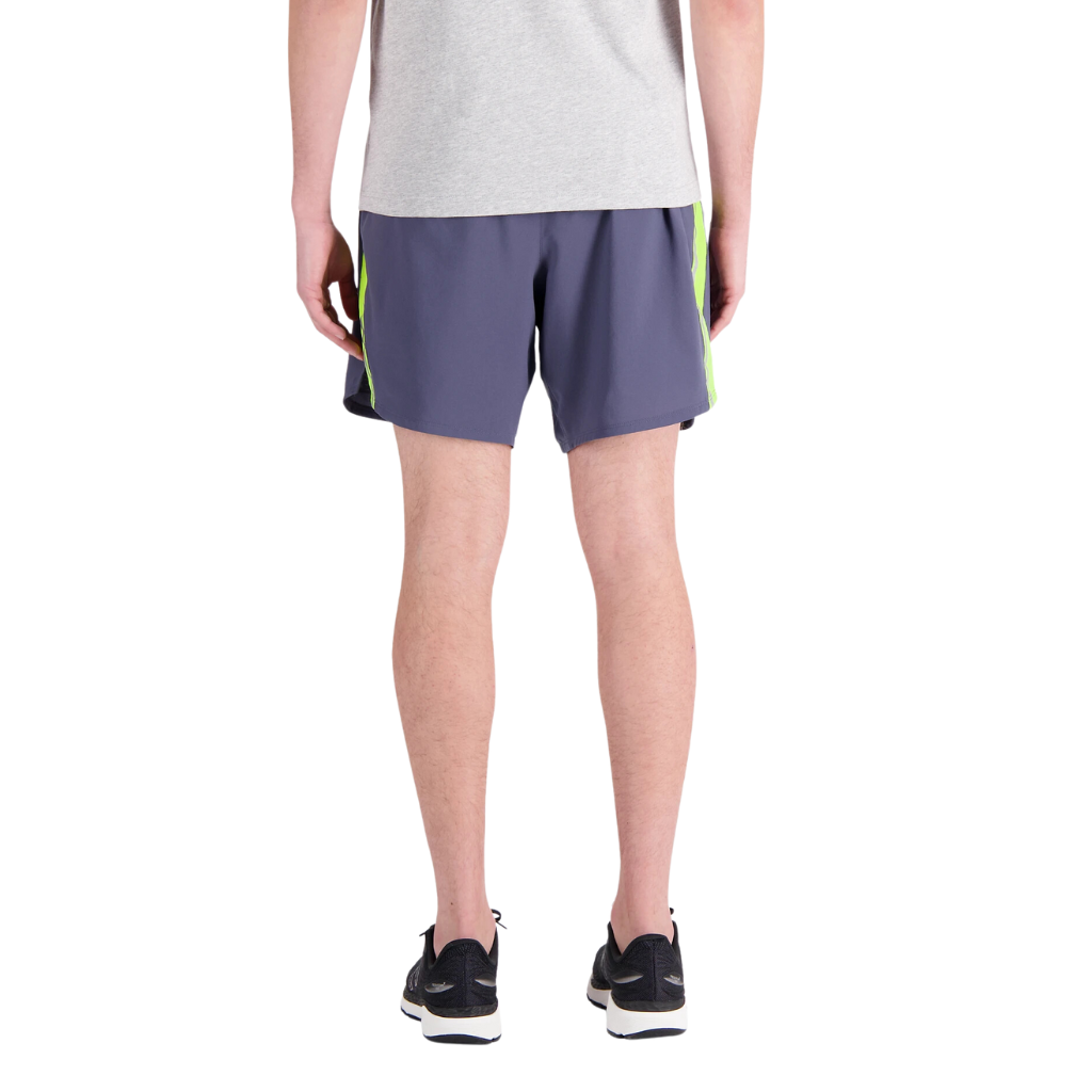 Men's New Balance Impact Run 7 inch Shorts in Grey Lime THW MS21270THW The Run Hub
