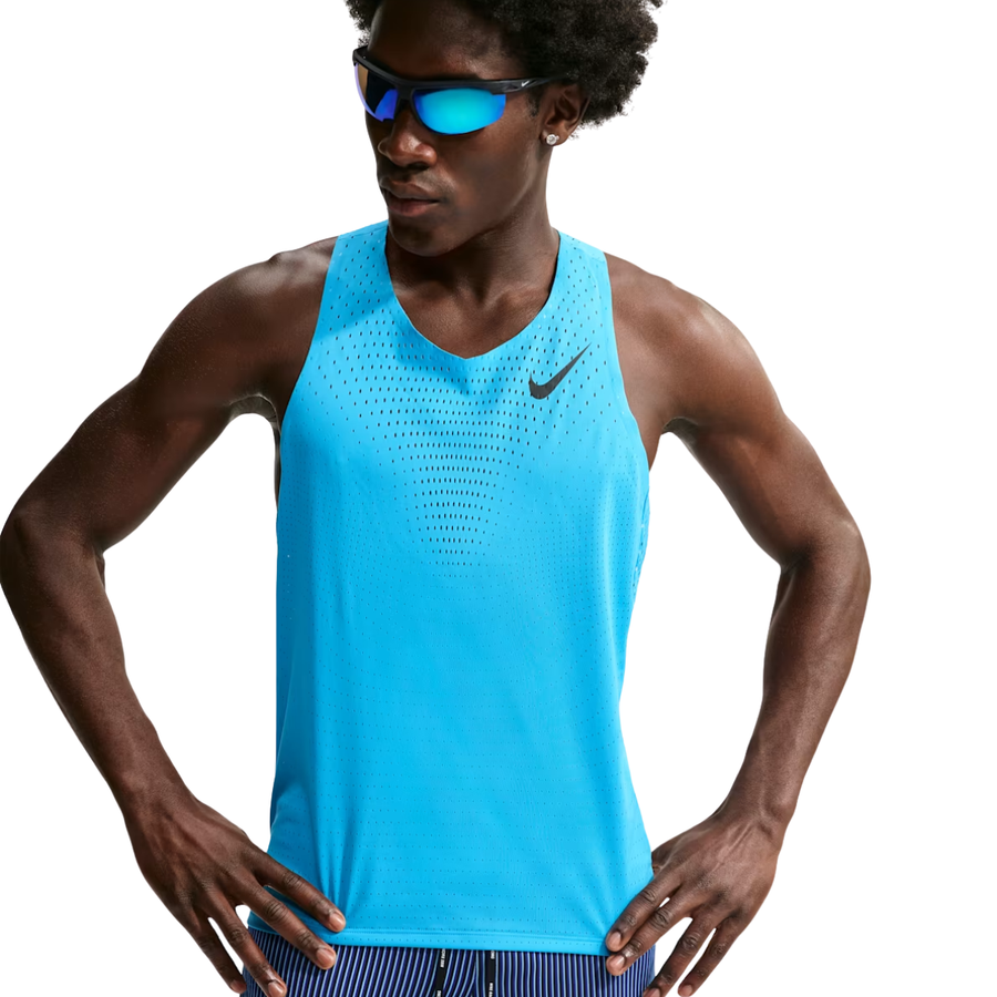 Nike AeroSwift Singlet | Light Current Blue & Black | The Run Hub