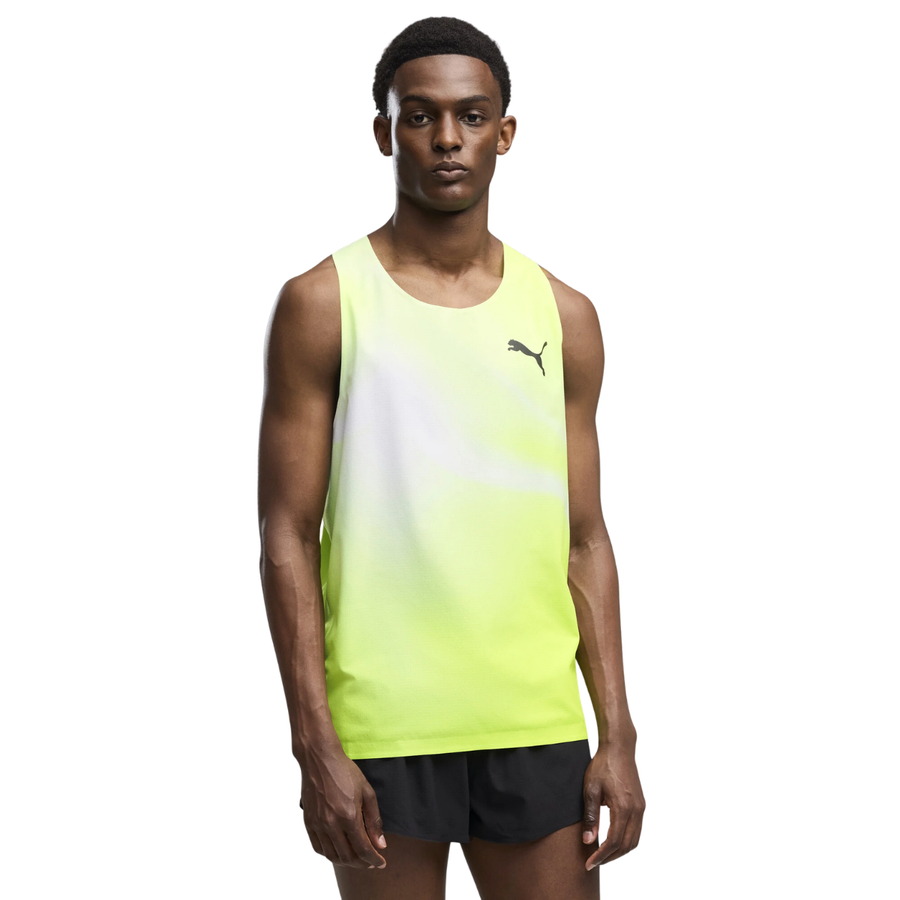 Puma Lightspeed Ultraweave Graphic Running Singlet | Sunny Lime | The Run Hub