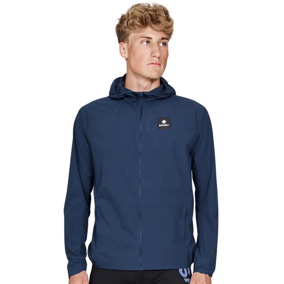SAYSKY Men's Clean Pace Hooded Jacket | Blue | The Run Hub
