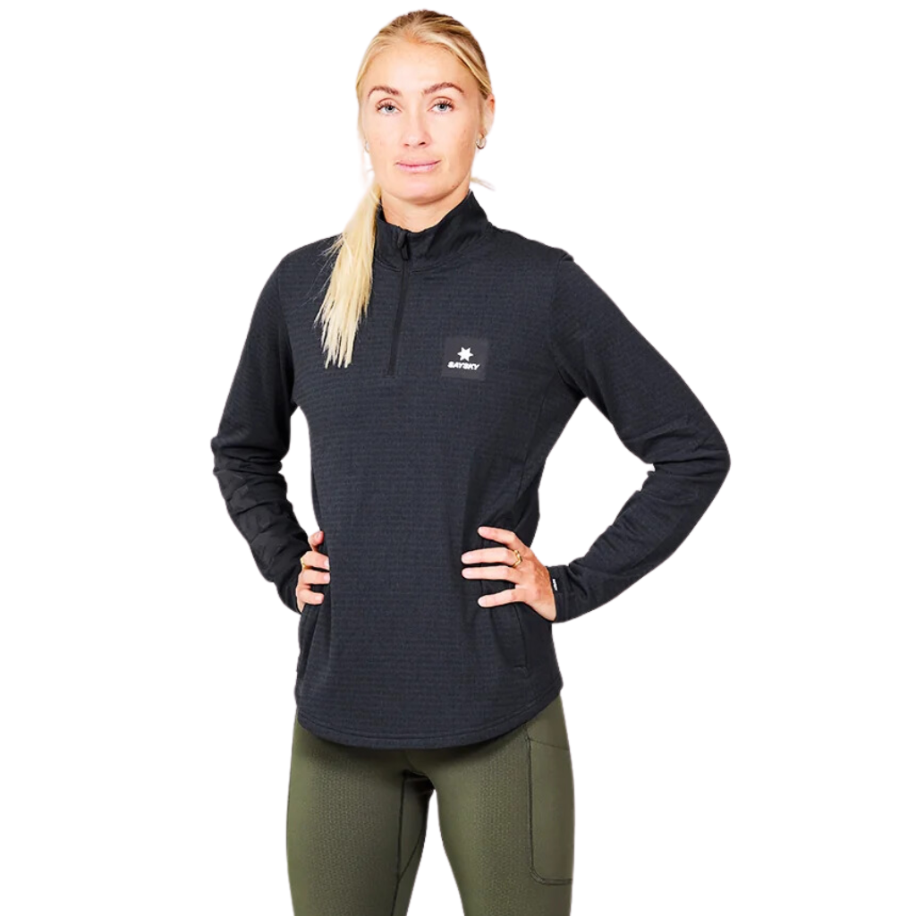 SAYSKY Women's Blaze Half Zip Lightweight Fleece | Black | KWRFL03c9001 | The Run Hub