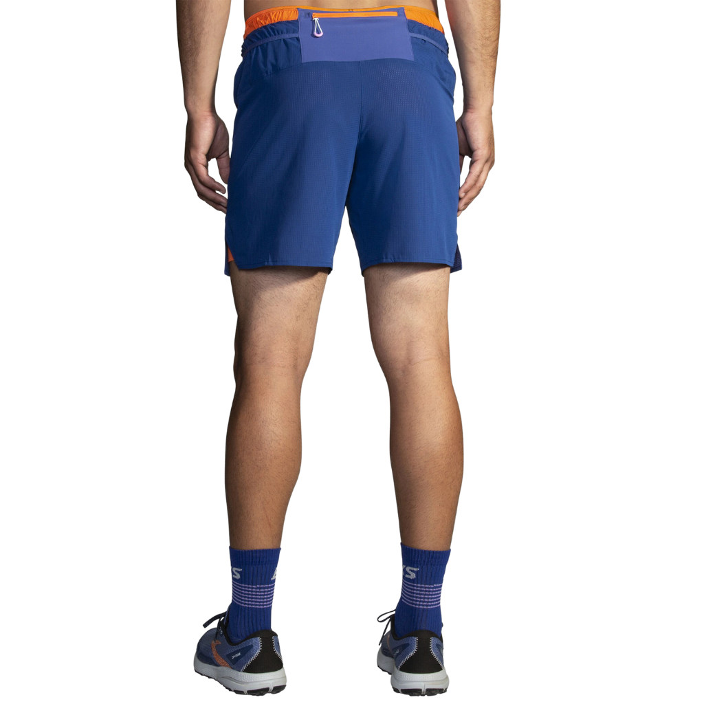 Brooks High Point 7" 2In1 Men's trail-running short in Dk Aegean/Bright Orange | The Run Hub