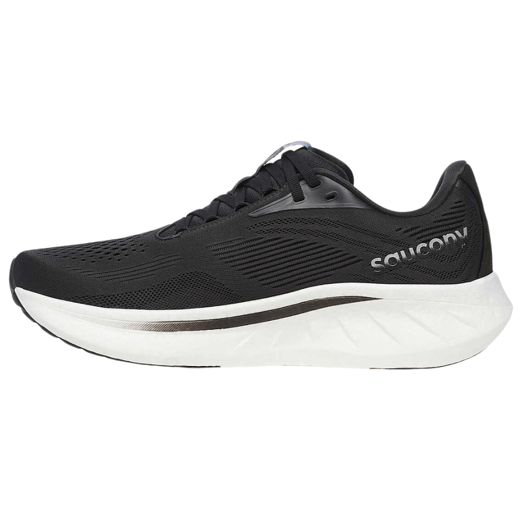 Saucony Men's Ride 18 WIDE FIT Neutral Running Footwear | Black/White | S20999-100 | Run Hub