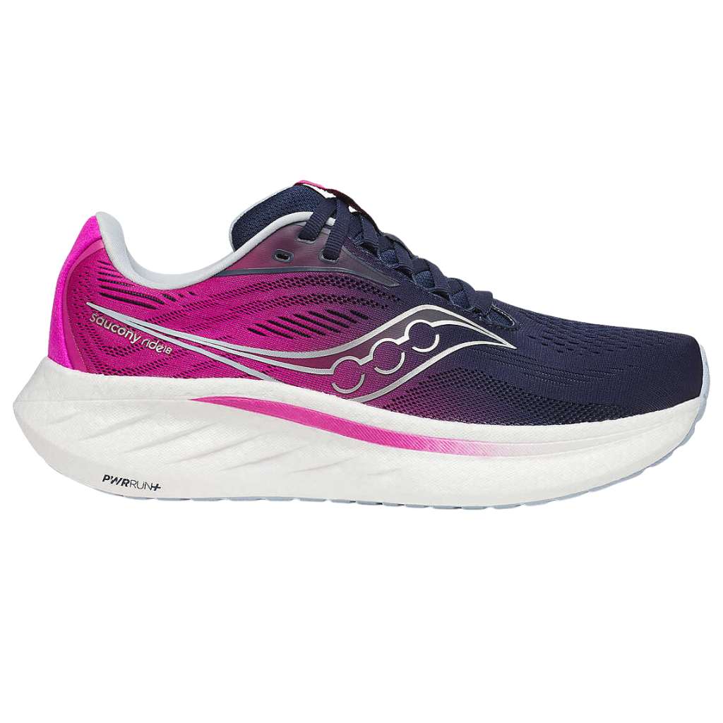 Saucony Women's Ride 18 Neutral Running Footwear | NAVY | FUCHSIA | S11000-160 | The Run Hub