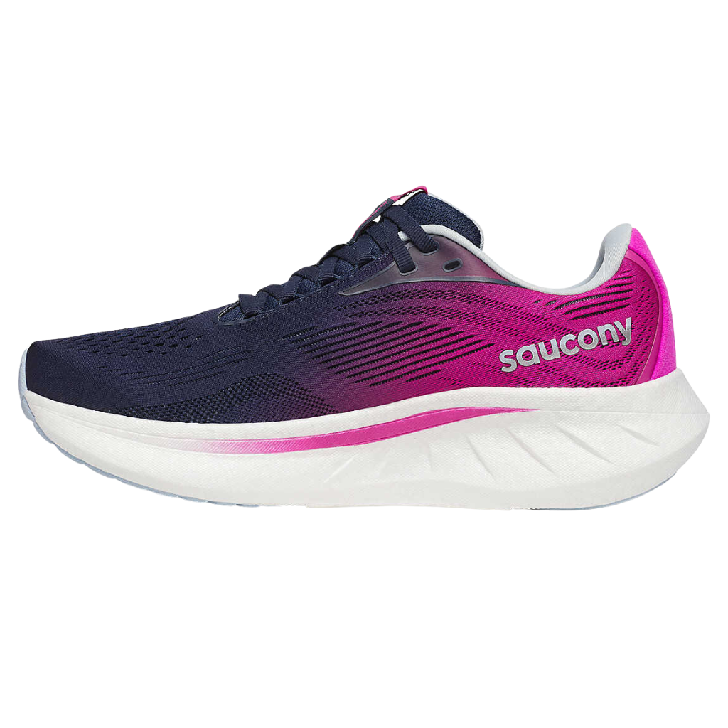 Saucony Women's Ride 18 Neutral Running Footwear | NAVY | FUCHSIA | S11000-160 | The Run Hub