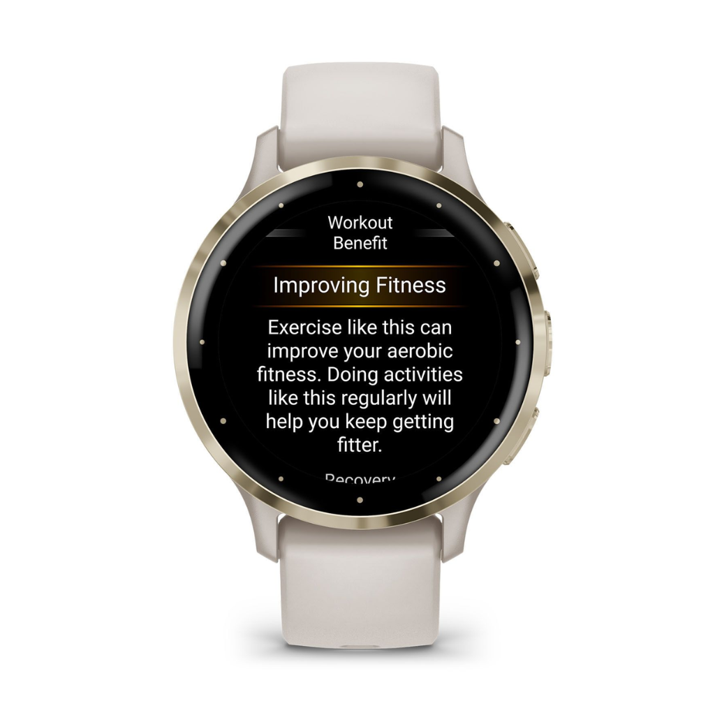 Garmin Venu 3S - Soft gold stainless steel bezel with ivory case and silicone band | The Run Hub