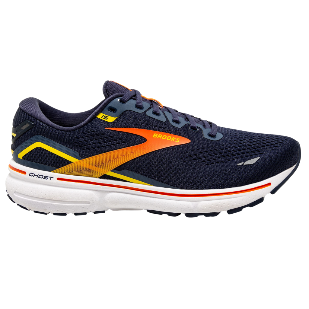Brooks Ghost 15 - 442 Peacoat/Red/Yellow - Men's Neutral Running Shoes - The Run Hub