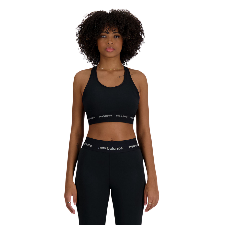 New Balance Sleek Medium Support Sports Bra WB41048 BK The Run Hub