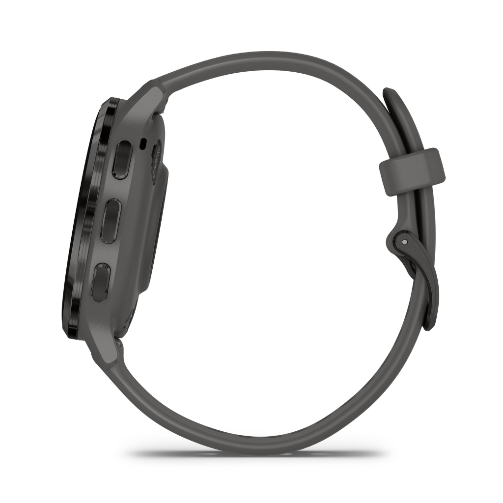 Garmin Venu 3S | Slate stainless steel bezel with pebble grey case and silicone band | The Run Hub