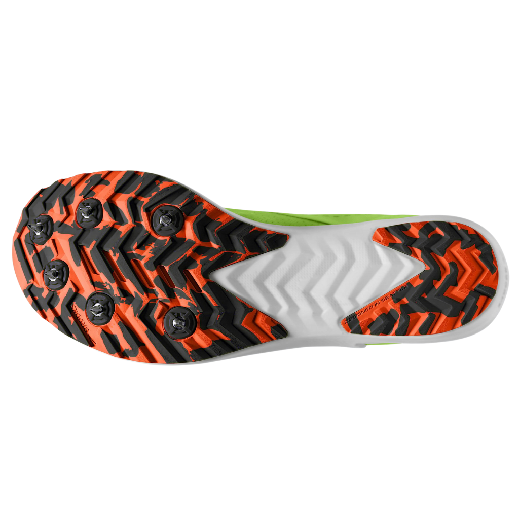 Brooks Draft XC - Green Gecko/Red Orange/White - Cross Country Spikes | The Run Hub