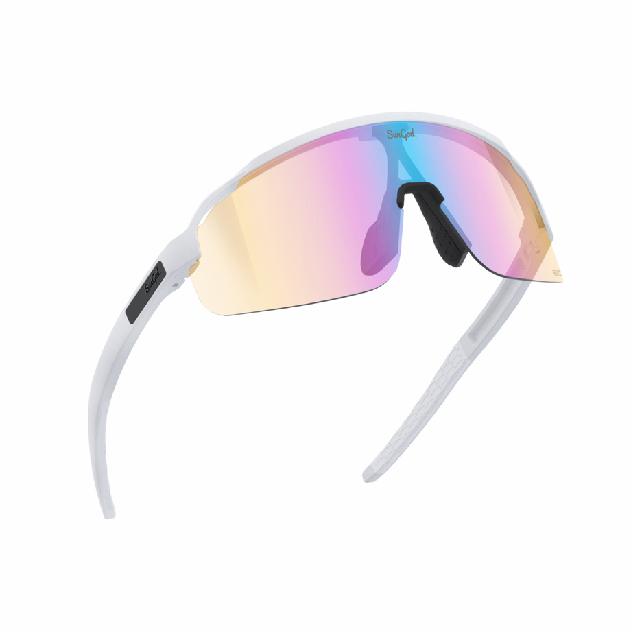 SunGod FORTY2s Matte White with Iris HV Blue