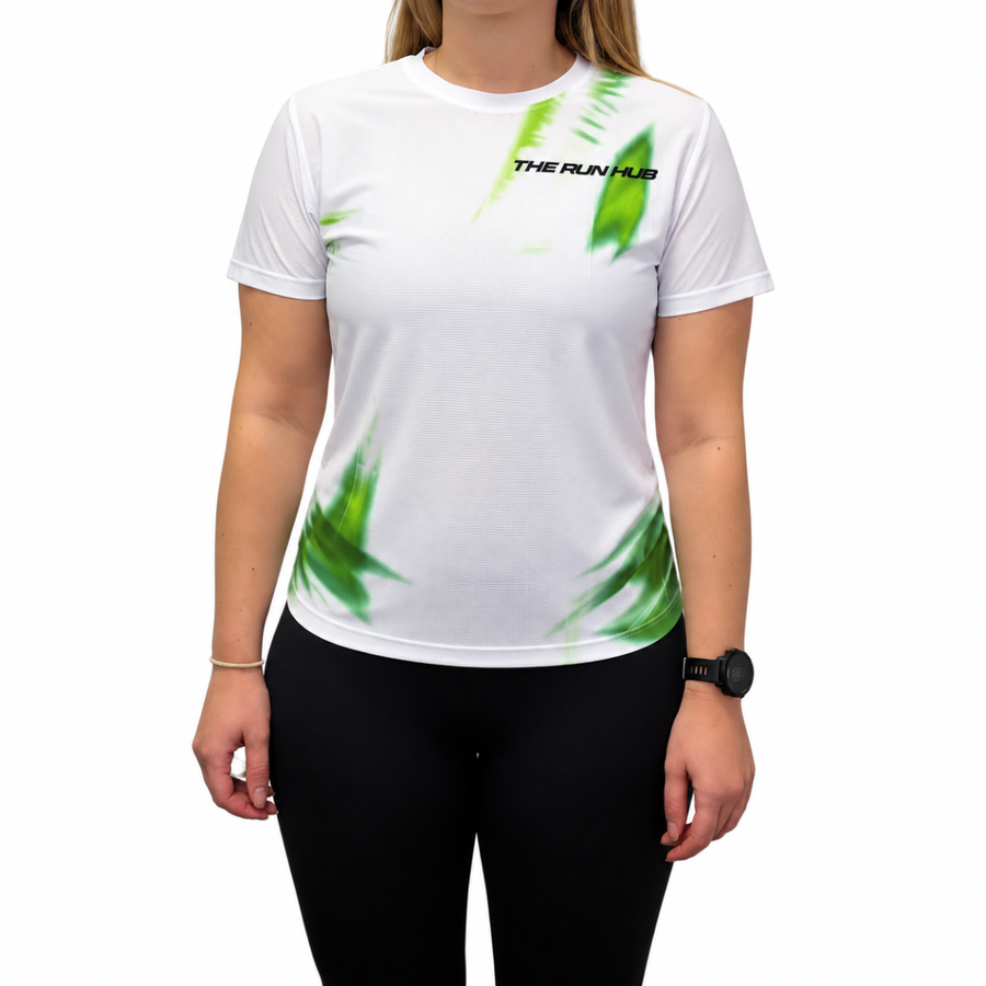 The Run Hub Performance Running T-Shirt | White & Green | The Run Hub