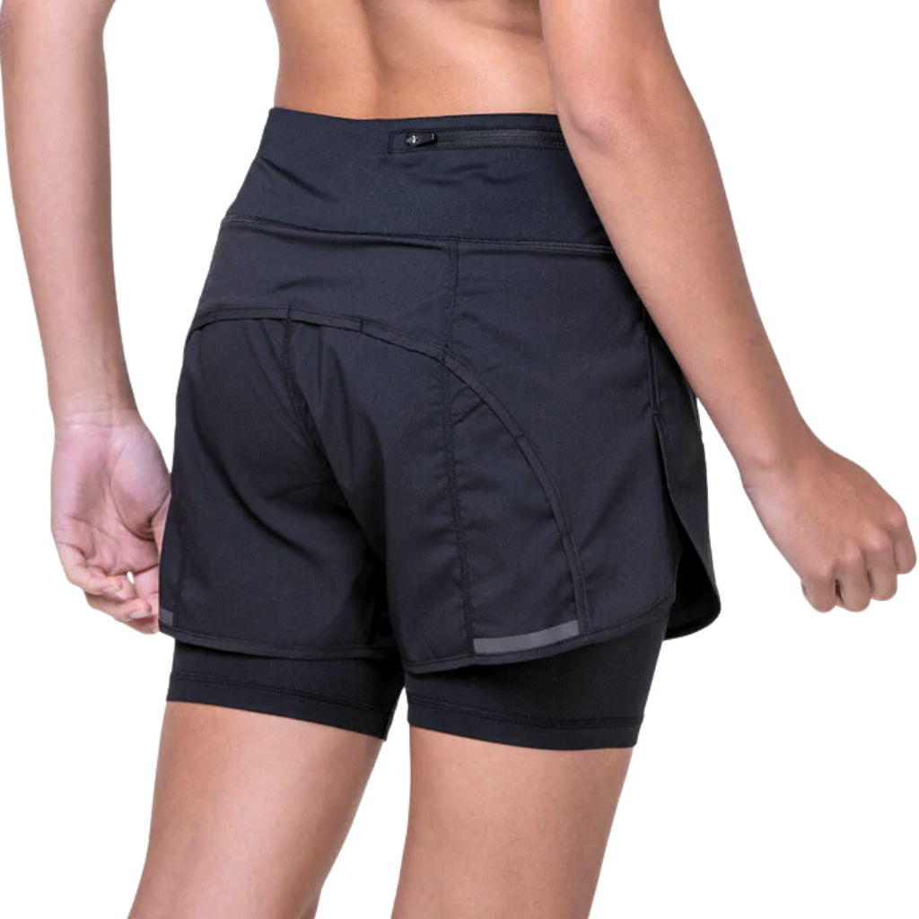 Women' Ronhill Tech Twin Short All Black The Run Hub