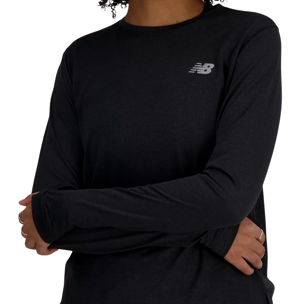 Women's New Balance Athletics Long Sleeve  | WT41256BKH Black heather | The Run Hub