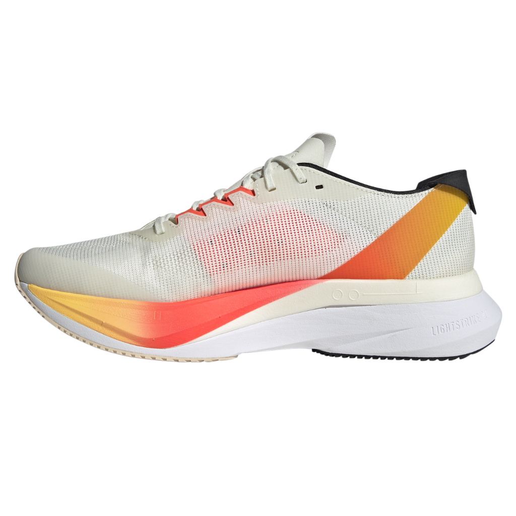 Women's adidas adizero Boston 12 Running Shoe | IG3325 | Ivory / Iron Metallic / Solar Red | The Run Hub
