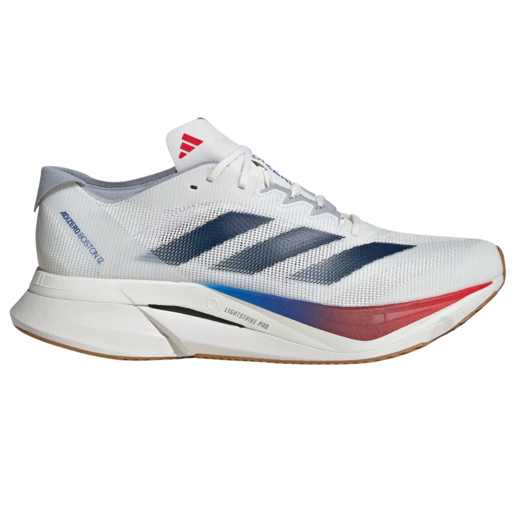 Adidas Adizero Boston 12 | JI4476 | core white/dark blue/pure ruby | The Run Hub