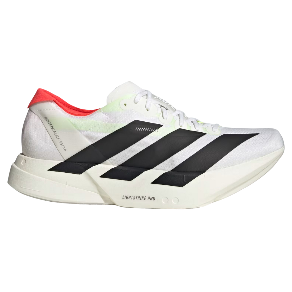 adidas Adizero Men's Adios Pro 4 Racing Shoe | Cloud White Core Black Silver Metallic JR1094 | The Run Hub