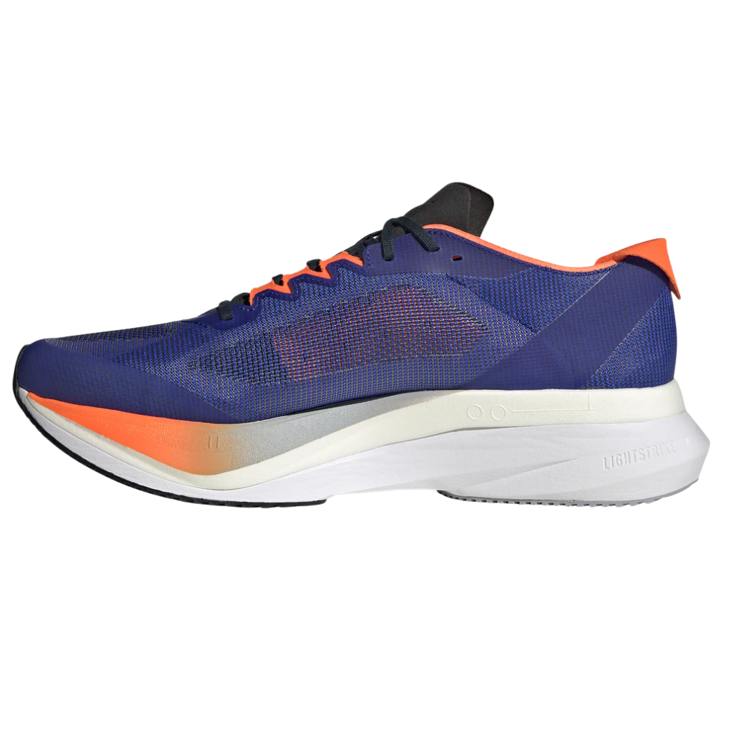 adidas Adizero Men's Boston 12 Neutral Running Shoe | lucid blue/ftwr white/impact orange | JI4475 | The Run Hub