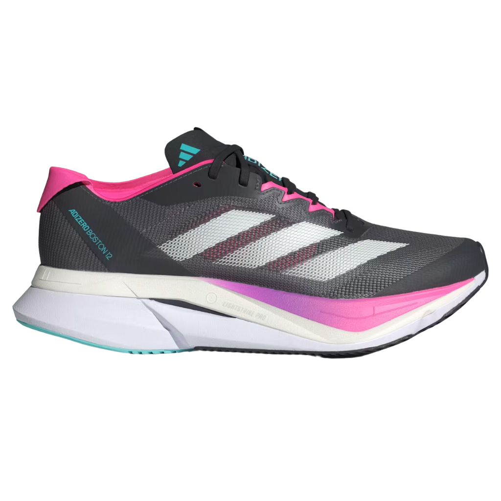 adidas Adizero Women's Boston 12 Neutral Running Shoe | Grey Five / Crystal Jade / Lucid Pink | JI4481 | The Run Hub