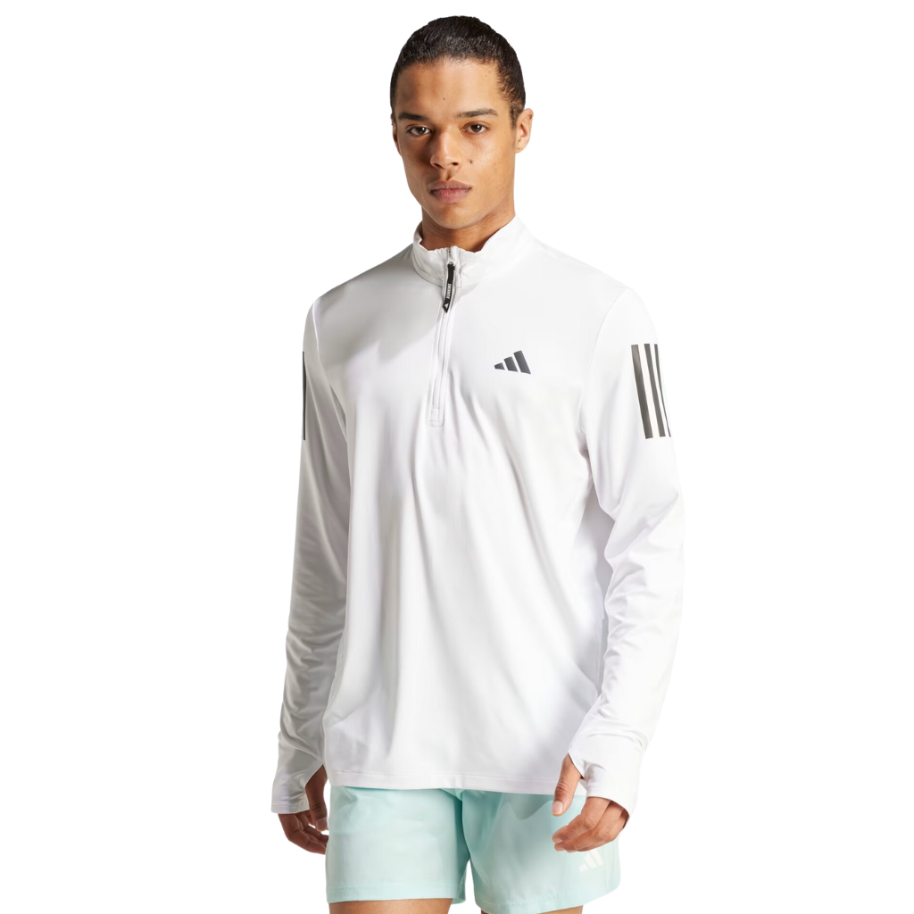 adidas Men's Own The Run Half Zip Track Top | White | IV5423 | The Run Hub