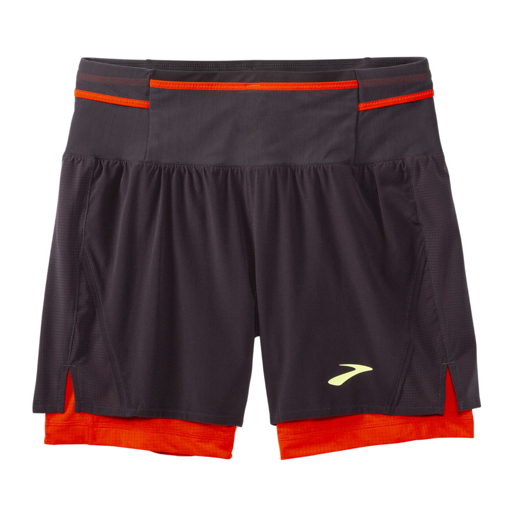 Brooks High Point 5" 2-in-1 Short 2.0 | phantom grey/cherry tomoato  | The Run Hub