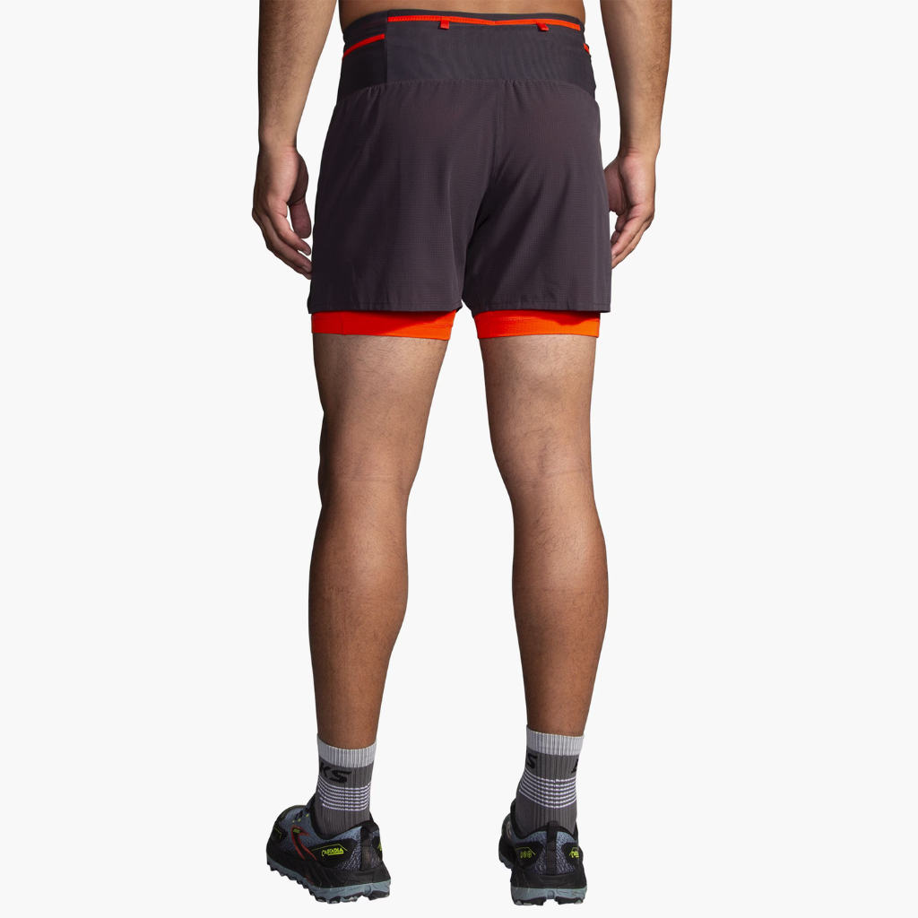 Brooks High Point 5" 2-in-1 Short 2.0 | phantom grey/cherry tomoato  | The Run Hub